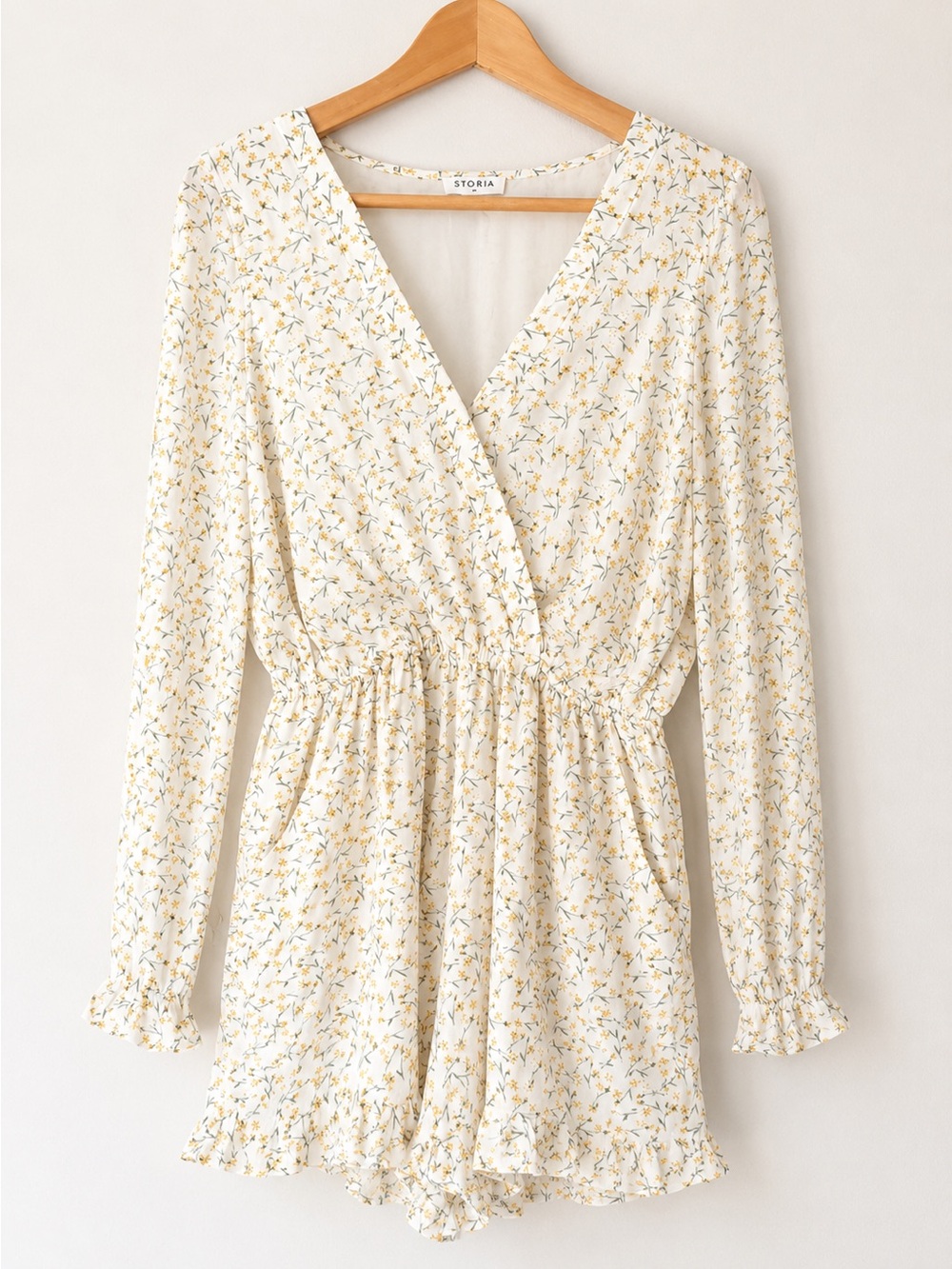 Storia Long Sleeve Yellow Floral Romper